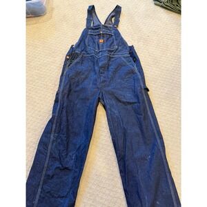 Distressed Big Ben Mens Denim Bib‎ Overalls 36x30 Blue Carpenter Workwear  USA